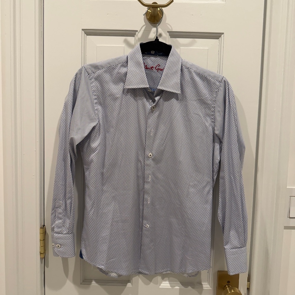 Robert Graham Boys Bubble Pattern Button Down Dress Shirt Size 10-12 M Like New